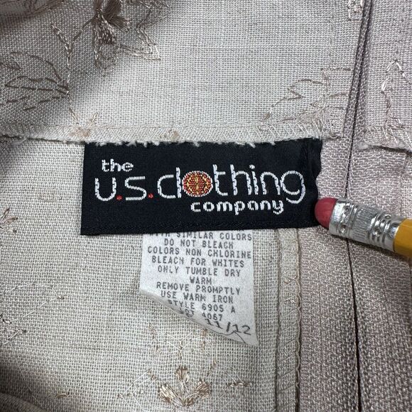 Vintage U.S. Clothing Co Linen Blend Skirt Women 11/12 Embroidered Made in‎ USA - Picture 6 of 8